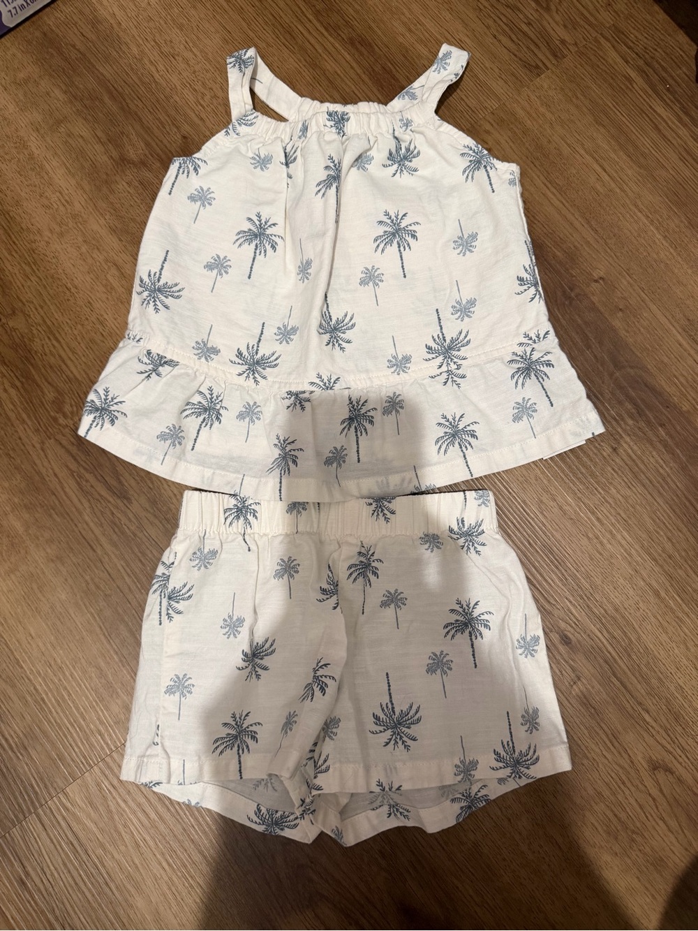 Carter's White Tank & Shorts Set with Blue Palm Print